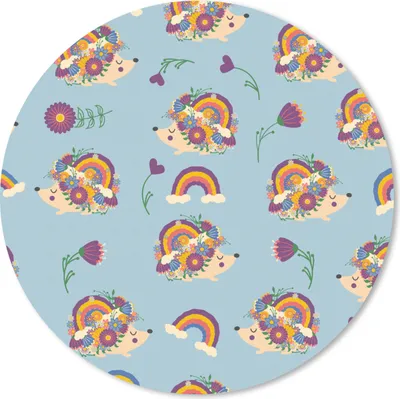 Produktbild von MuchoWow® Mauspad Mousepad Igel - Regenbogen - Blumen - Muster - Kinder 50x50 cm - Mousepads - Maus Mat - Pad - Mausunterlage - Vinyl