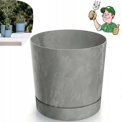 Image de Pot gris effet béton 12.8x12.8cm plastique élégant Tubo