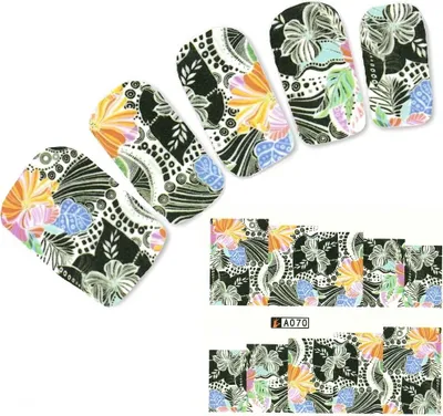 Produktbild von Tattoo Nail Blumen Ethno Muster Blätter Aufkleber Nagel Sticker