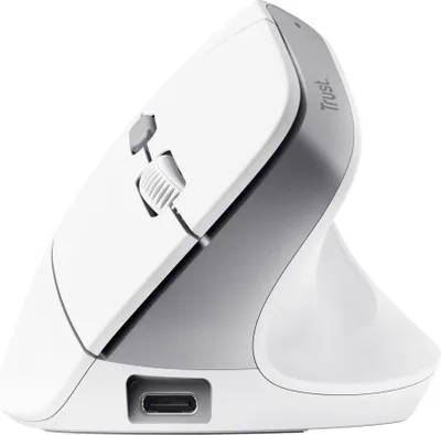 Zdjęcie produktu dla Trust Bayo II, Po prawej stronie, Projekt pionowy, Optyczny, RF Wireless, 2400 DPI, Biały
