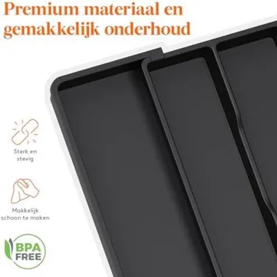 Produktbild von PolkaHome® Besteckladen-Organizer, ausziehbarer Küchenschubladen-Organizer, verstellbarer Besteckkasten, Kunststoff-Besteckaufbewahrung