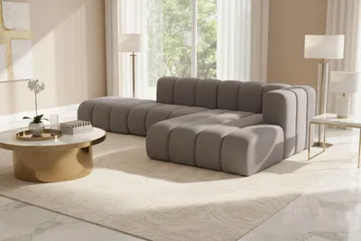 Produktbild von Kaiser Möbel Ecksofa L-Form mit Hocker, Grand Mini, Stoff Salvador, Grau, Rechts