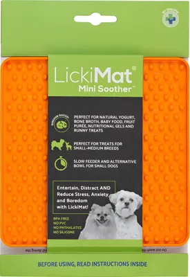 Zdjęcie produktu dla LickiMat Mini Soother – mata do lizania dla psów, 15 x 15 cm, kolor: pomarańczowy
