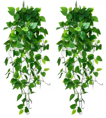 Produktbild von Künstliche Hängepflanzen, 2 Stück, künstliche Hängepflanzen 100 cm, hängende Plastikpflanzen, künstlicher Efeu, künstliche Kletterpflanzen, für die Dekoration im Innen- und Außenbereich im Garten oder an der Wand.