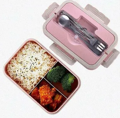 Obrázek produktu pro Bento Box Přenosný obědový box Kontejner na potraviny Mikrovlnná lžíce a hůlky pro uchování čerstvosti potravin, růžový
