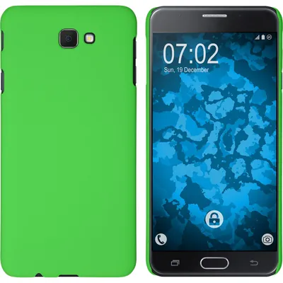Produktbild von PhoneNatic Case kompatibel mit Samsung Galaxy J7 Prime - Hülle grün gummiert Hard-case + 2 Schutzfolien