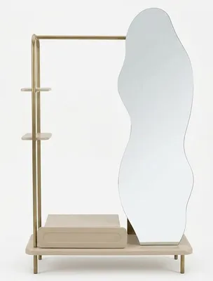 Image de Miroir de style moderne, couleur beige, chambre à coucher, pratique et confortable