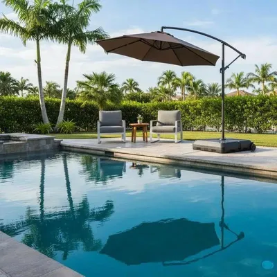 Image de Support de parasol sur roulettes, idéal pour le jardin et la piscine