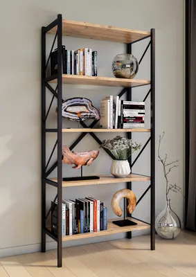 Produktbild von VCM Holz Metall Aufbewahrung Stand Regal Bücherregal Deko Bücher Standregal Insasi 5