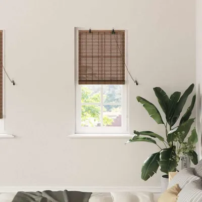 Produktbild von Möbel Fensterjalousie mit Vorhängen Braun 60 x 220 cm Bambus - Rollos 42006911