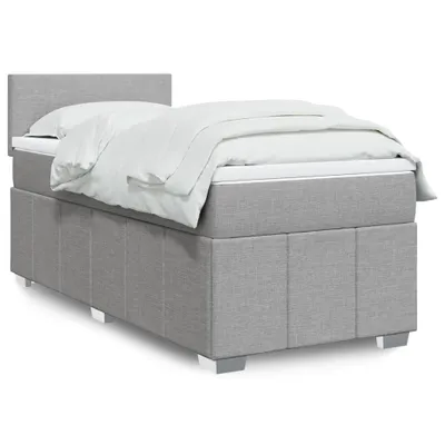 Produktbild von Boxspringbett mit Matratze Hellgrau 90x190 cm Stoff, Klassische Betten 2024 Neu