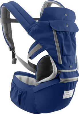 Produktbild von Babytrage mit Hueftsitz Atmungsaktives und abnehmbares Design Verstellbarer Gurt Seitentaschen Multifunktionale ergonomische Baby-Sicherheitstraeger Traeger Taillenhocker fuer 0-36 Monate Babys Kleinkinder Kleinkinder【Dunkelblau / Taillenhocker + Riemen】