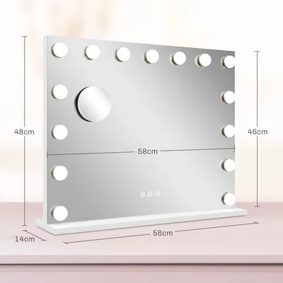 Immagine prodotto di HOMCOM Specchio Hollywood con illuminazione regolabile Specchio da trucco con 15 LED