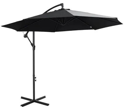 Produktbild von Outsunny Sonnenschirm Regenschirm abnehmbar Ampelschirm Kurbelschirm Schwarz