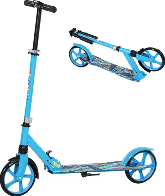 Produktbild von Tretroller, höhenverstellbar, Hinterradbremse, faltbar, 100 kg belastbar, Blau
