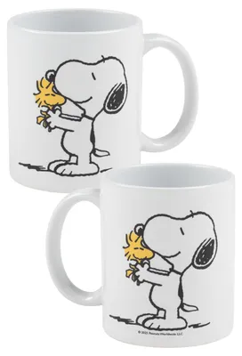 Produktbild von The Peanuts Snoopy Tasse - Woodstock Kaffeetasse Becher Kaffeebecher aus Keramik Weiß 320 ml