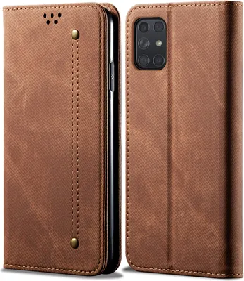 Image de Galaxy A52 5G Case, étui portefeuille en cuir avec fermeture magnétique et support pour Samsung Galaxy A52 5G Marron