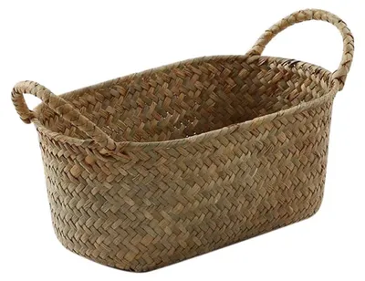Aufbewahrungskorb aus Stroh, handgewebt, S, 24x15x9 cm