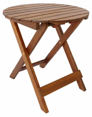 Produktbild von Gartentisch rund Ø 46 x 45 cm – Akazie Massivholz – klappbar, geölt, KI-generiertes Bild