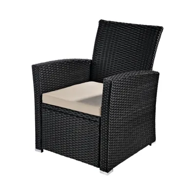 Immagine prodotto di Mucola sedia da giardino schienale alto nero sedia in rattan polyrattan poltrona in rattan poltrona in vimini poltrona da giardino poltrona da terrazzo mobili da salotto balcone