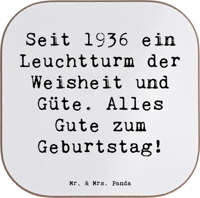 Produktbild von Mr. & Mrs. Panda Untersetzer für Gläser Spruch 1936 Geburtstag - Weiß - Geschenk, Tassenuntersetzer, Erinnerungen, Coaster, Alter, Tassen, Geburtstagsgeschenk, Güte