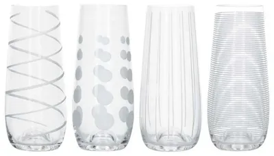 Obrázok produktu pre Mikasa - Mikasa koktailové poháre na prípitok, 290 ml, sada 4 pohárov, číre sklo, strieborné, 230 ml, sada 4 pohárov