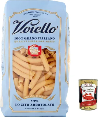 Produktbild von 10x Voiello Pasta Ziti Arrotolati Nudeln 100% italienische N194 500g + Italian Gourmet Polpa 400g