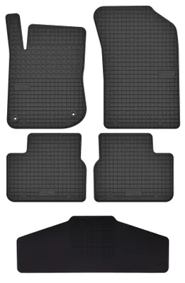 Produktbild von Gummi-Fußmatten + Tunnel für Peugeot 2008 I 2013-2019 (Crossover) – 5-tlg, Schwarz, passgenau – Wielganizator SolidTread