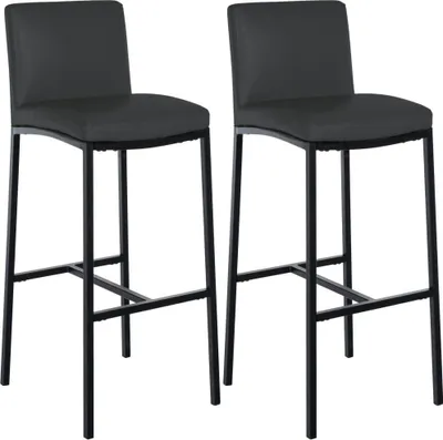 Imagen del producto de Conjunto de dos taburetes de bar: taburetes, tapizados en cuero sintético cómodo, con reposapiés, diseño moderno
