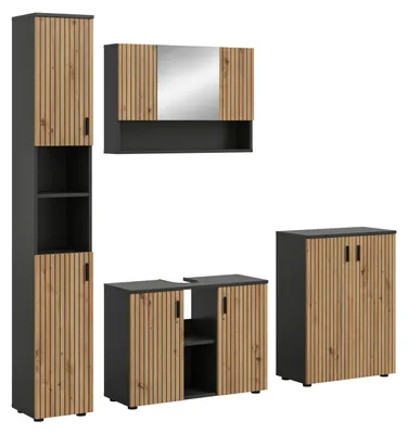 Produktbild von Badkombination Mone | 4-teilig | Basalt grau / Artisan Oak