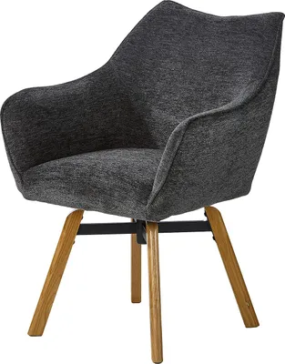 Produktbild von home24 Drehbarer Armlehnenstuhl - Schwarz - Chenille - Eiche - 63 x 88 x 62 cm