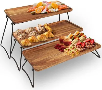 Productafbeelding van Dessertdisplay met 3 lagen - multifunctioneel - 1 stuk - van acaciahout