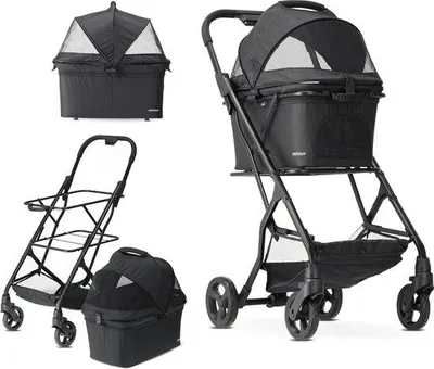 Productafbeelding van Deryan Luxe Hondenbuggy – Opvouwbare huisdierenbuggy – Geschikt voor honden en katten – Zwart