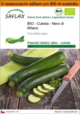 Obrázek produktu pro SAFLAX Garden in the bag - BIO - Cuketa - Nero di Milano - Cucurbita pepo - 6 Semena - S pěstebním substrátem v praktickém samovztyčovacím sáčku