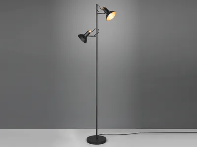 Produktbild von Stehlampe 2 flammig Metall Schwarz / Gold