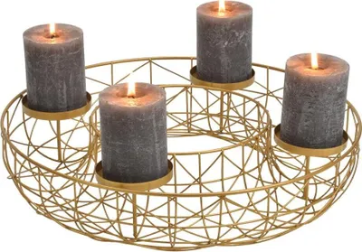 Immagine prodotto di Cestino per  d'Avvento in metallo con decorazione e candela oro Ø 40 cm