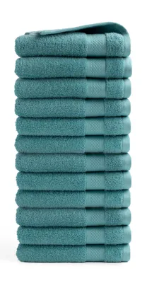 Produktbild von DoubleDry Hotel Kollektion Handtücher Set - 12 Teilig - 100% Baumwolle - 500 g/m² - Weich - 50x100 cm - Denim Blau