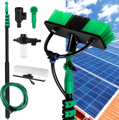 Obrázok produktu pre Jayseuw 4,8 m umývacia kefa s teleskopickou rukoväťou a prívodom vody, na čistenie sklenených povrchov, okenných a terasových dlaždíc atď.