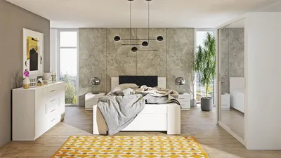 Obrázek produktu pro Ložnicová sestava s postelí 160x200 CORTLAND 1 - bílá / černá