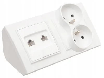 Produktbild von Adelid Quadra Doppel-Nischensteckdose mit RJ45 Weiß