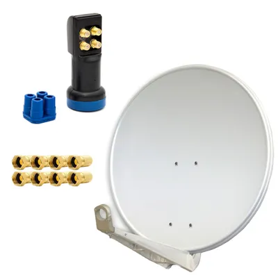 Produktbild von PremiumX DELUXE80 Sat Anlage 80 cm Alu Quad LNB LED 4 Teilnehmer FULLHD 3D