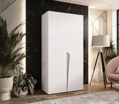 Produktbild von Kleiderschrank 100 cm SORAYA 1 - weiß / Griff aus Kaschmir