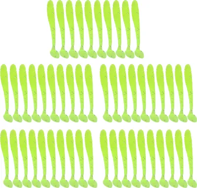 Obrázek produktu pro 50ks 5 cm měkké plastové rybářské návnady t ocasní červ návnada ryby příslušenství fluorescenční zelená