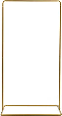 Obrázok produktu pre Obdĺžnikový svadobný oblúk – kovový stojan – 105 × 62 × 200 cm – železný rám – samostatný a rozložiteľný – dekorácia do záhrady a fotopríležitosti – zlatá farba