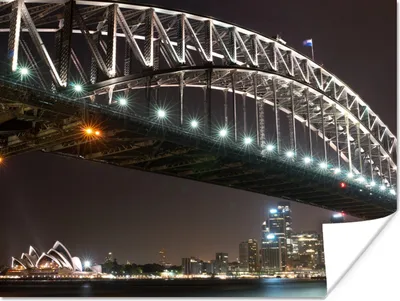 Produktbild von MuchoWow® Poster Brücke - Nacht - Skyline 160x120 cm - Foto Plakat