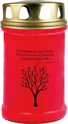 Produktbild von Grabkerze Rot, Brenndauer: 48 Stunden, Motiv: Baum