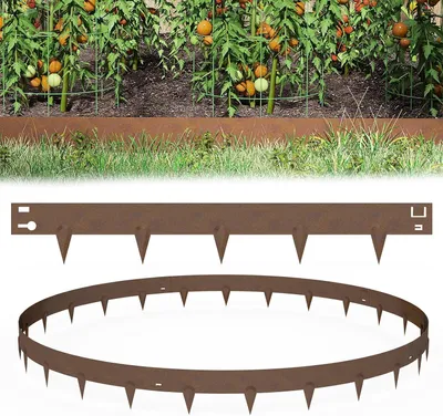 Immagine prodotto di QEENTOE, 10 pezzi di bordatura per prato in acciaio corten, colore marrone, dimensioni 105 cm (lunghezza) x 20 cm (altezza). Bordatura flessibile per aiuole, ideale per delimitare il bordo del prato, creare aiuole con bordi rialzati e utilizzabile in giardini, cortili e aziende agricole