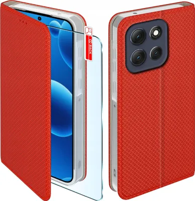 Obrázok produktu pre Puzdro s klopkou pre Motorola G56 5G, červené, so zámkom + ochranné sklo