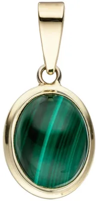 Produktbild von Anhänger mit Malachit grün oval 585 Gold Gelbgold Goldanhänger Malachitanhänger