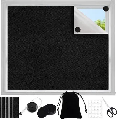 Produktbild von Famanu Verdunkelungsstoffset 200 x 145 cm - Verdunkelndes Rollos ohne Bohren